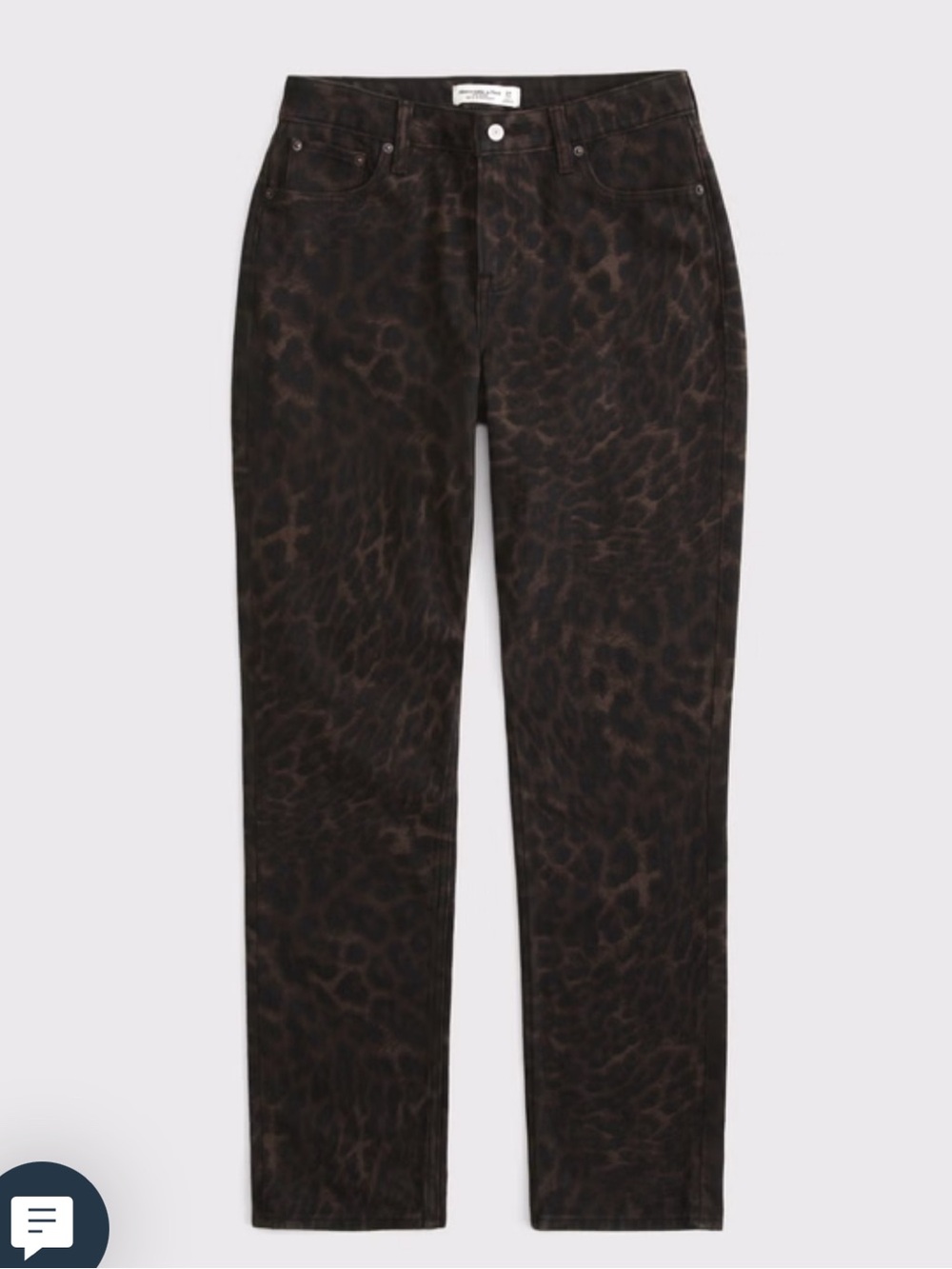 Abercrombie & Fitch Women's Straight Leopard-Print Jeans in Dark Brown